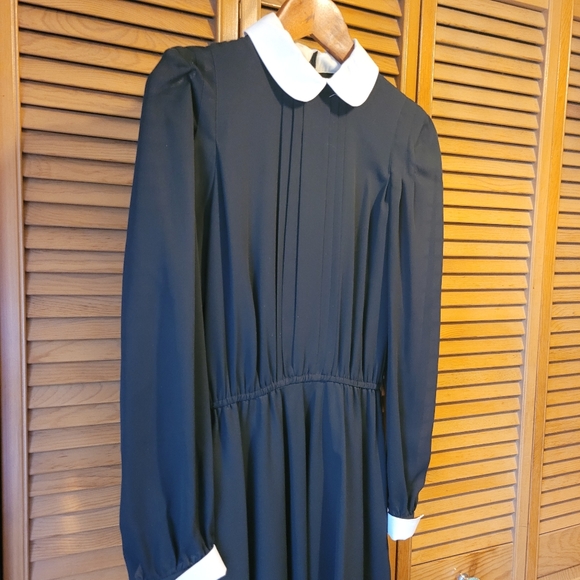 VTG Saint Jacques Paris Black & White Long Sleeve Pleated Dress - Picture 6 of 8